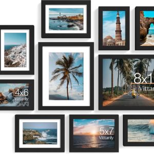 Vittanly 10 Pack Picture Frames – Gallery Wall Collage Set (Black)