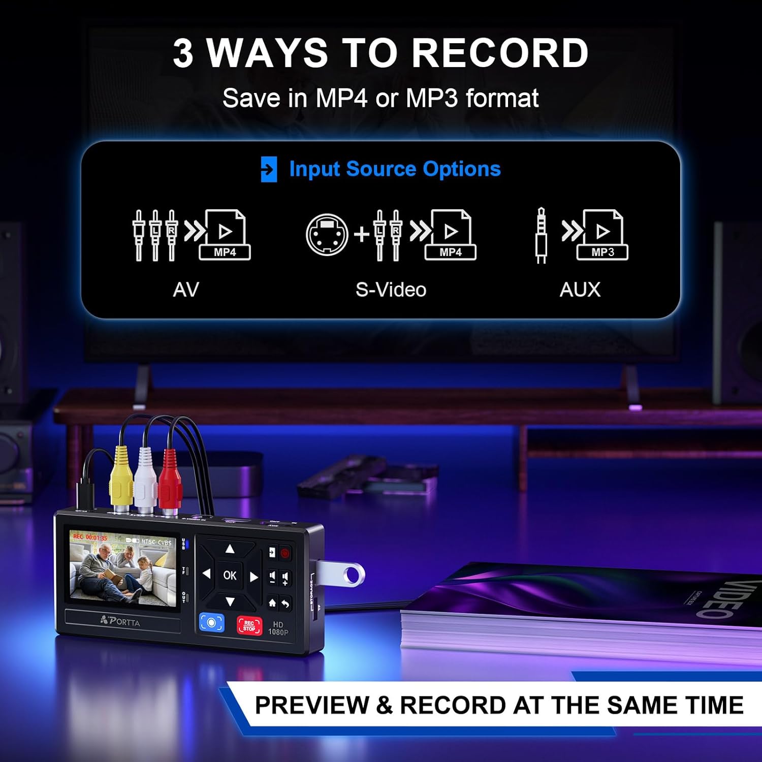 Portta VHS to Digital Converter – Video to Digital Recorder with Remote - Image 2