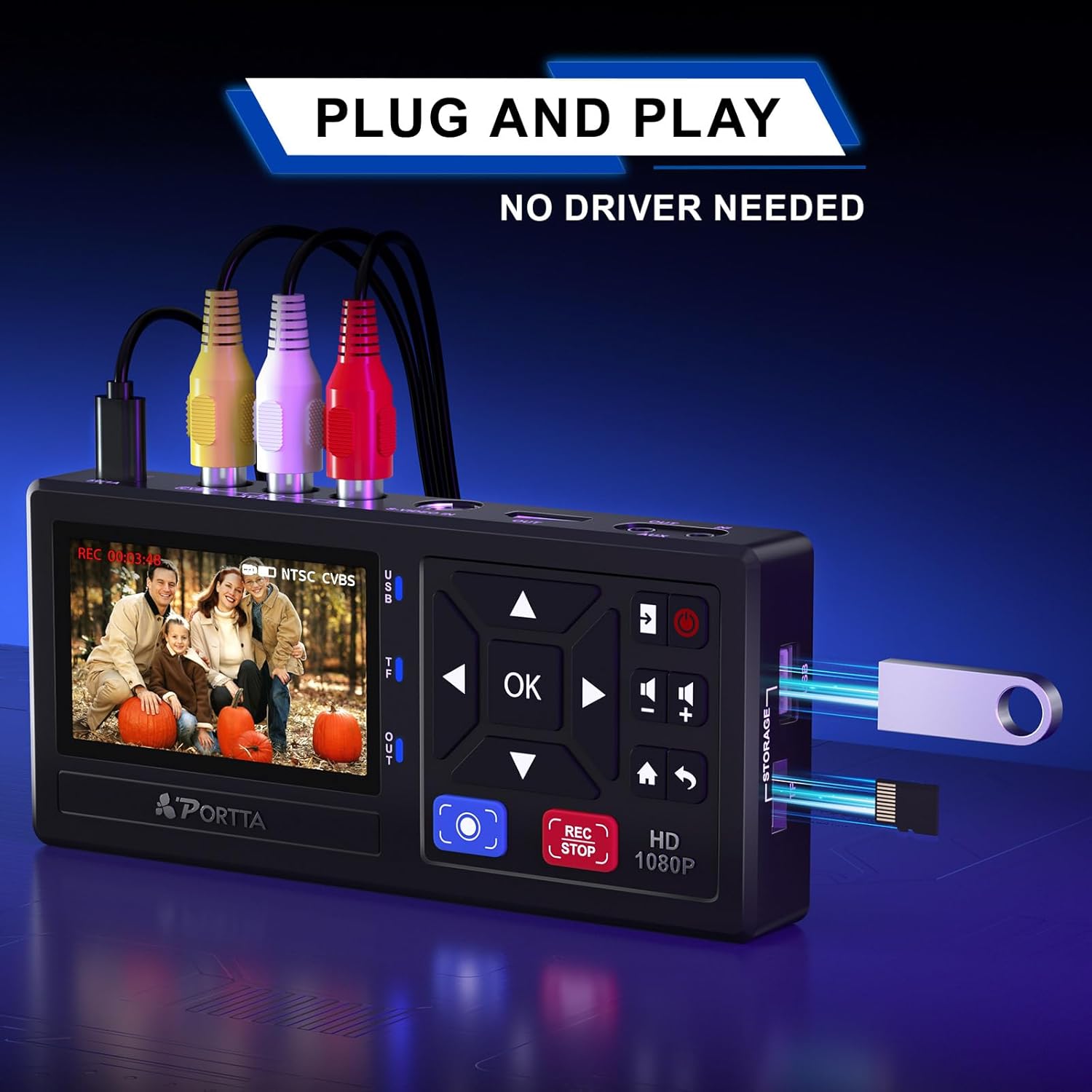 Portta VHS to Digital Converter – Video to Digital Recorder with Remote - Image 3