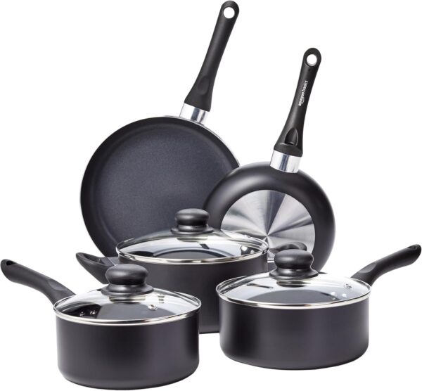 Amazon Basics Non-Stick Kitchen Cookware 8-Piece Set – Everyday Cooking Made Easy 🍳✨