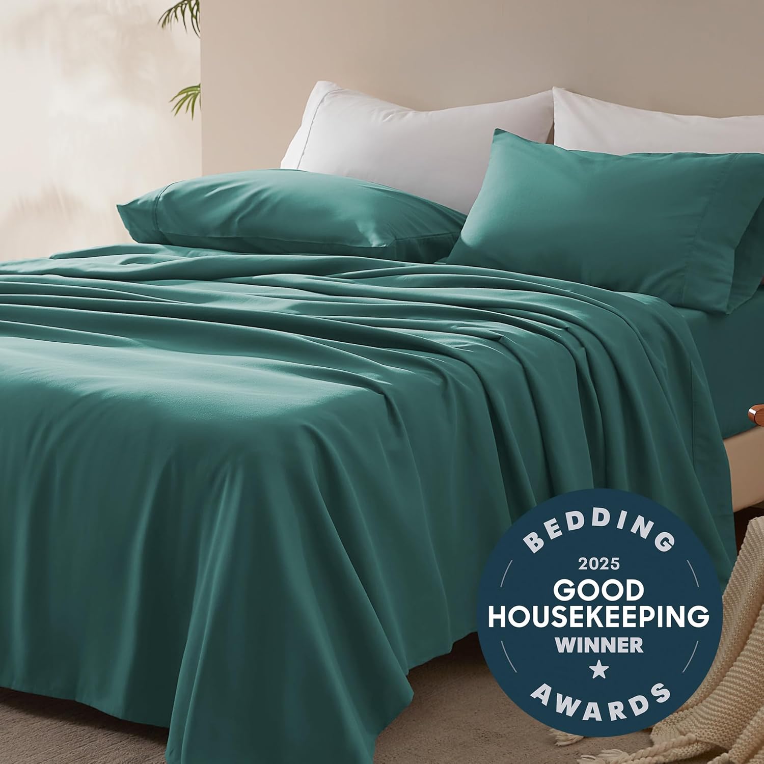 SLEEP ZONE Nanotex Super Soft Cooling King Bed Sheets Set β Luxury Comfort in Teal πβοΈ - Image 2