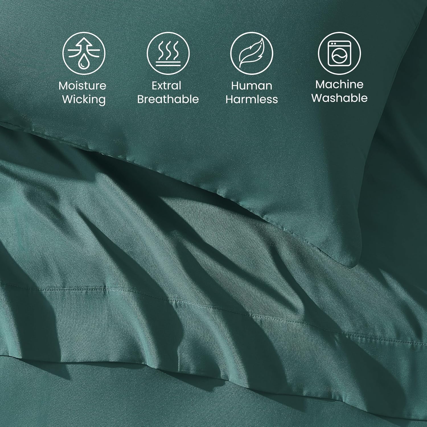 SLEEP ZONE Nanotex Super Soft Cooling King Bed Sheets Set β Luxury Comfort in Teal πβοΈ - Image 4