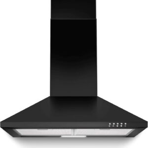 SNDOAS Range Hood 24 inch, 450 CFM Black Range Hood Wall Mount – Chimney-Style Kitchen Vent Hood