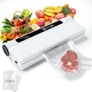 Food Vacuum Sealer Machine – 75KPA Strong Suction with Dry/Wet Modes & 20 Bags
