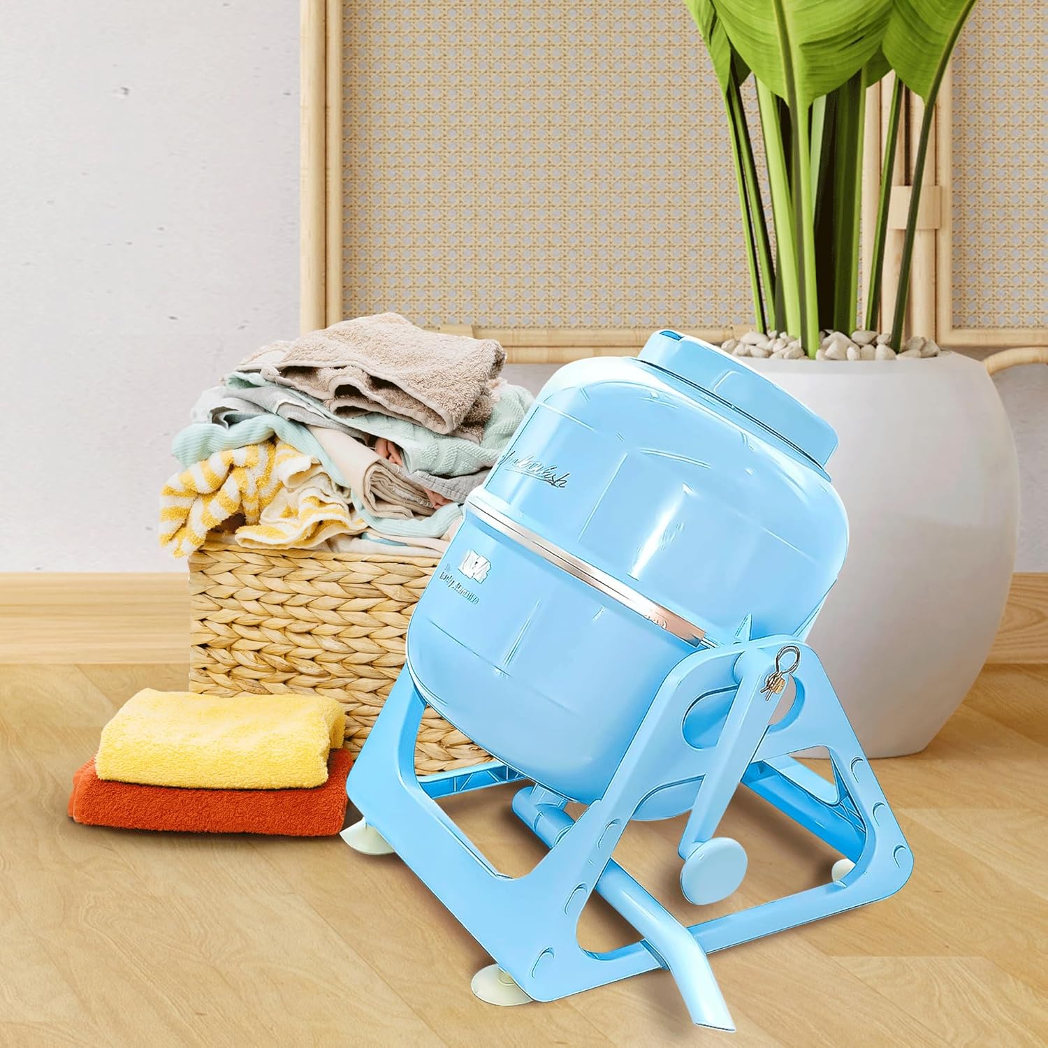 WonderWash Portable Washing Machine – Manual Hand Clothes Washer with Retro Design (Blue) - Image 2