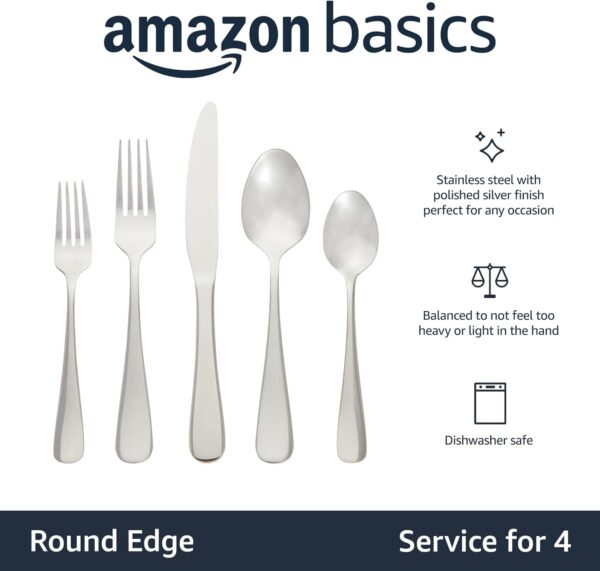 Amazon Basics Silverware Set – Durable, Stylish, and Dishwasher Safe - Image 2