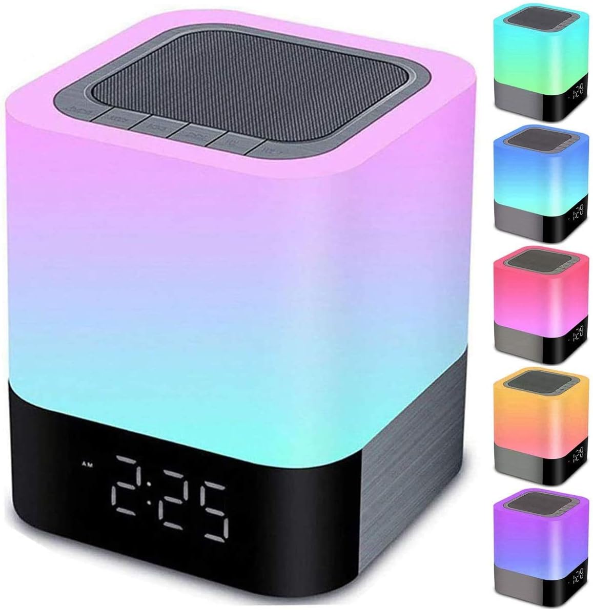 Night Lights Bluetooth Speaker – Alarm Clock, Touch Sensor Bedside Lamp & Wireless MP3 Player