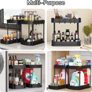 2 Pack Multi-Purpose Pull-Out Storage Organizers – Under Sink Organizers for Bathroom & Kitchen