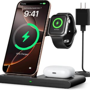 2025 Traveling Portable Wireless Fast Charger – 3-in-1 Charging Station for Apple & Android Devices