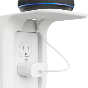 WALI Outlet Shelf Wall Holder – Vertical Duplex Organizer Shelf (White, 1 Pack)