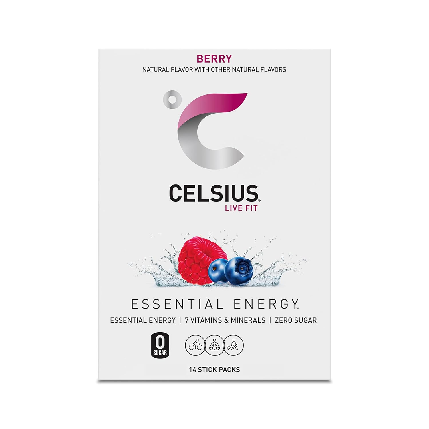 CELSIUS On-the-Go Powder Stick Packs – Zero Sugar Berry Flavor (14 Sticks) - Image 2