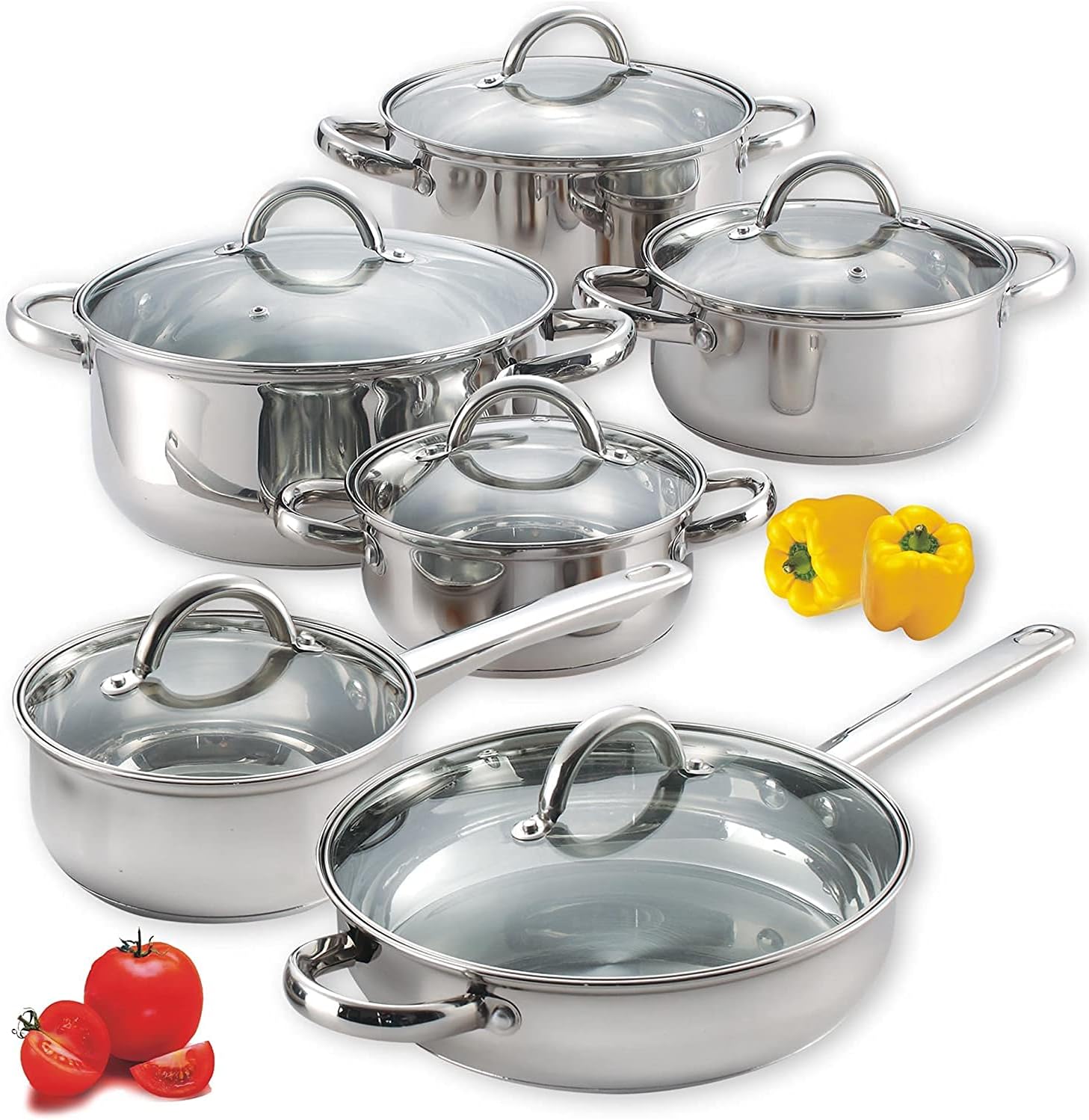 Cook N Home 12-Piece Stainless Steel Cookware Set β Durable & Stylish Kitchen Essentials π²β¨