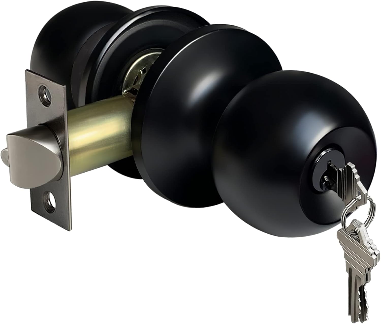 BESTTEN Keyed Entry Door Knob – All-Metal Matte Black Entrance Lock