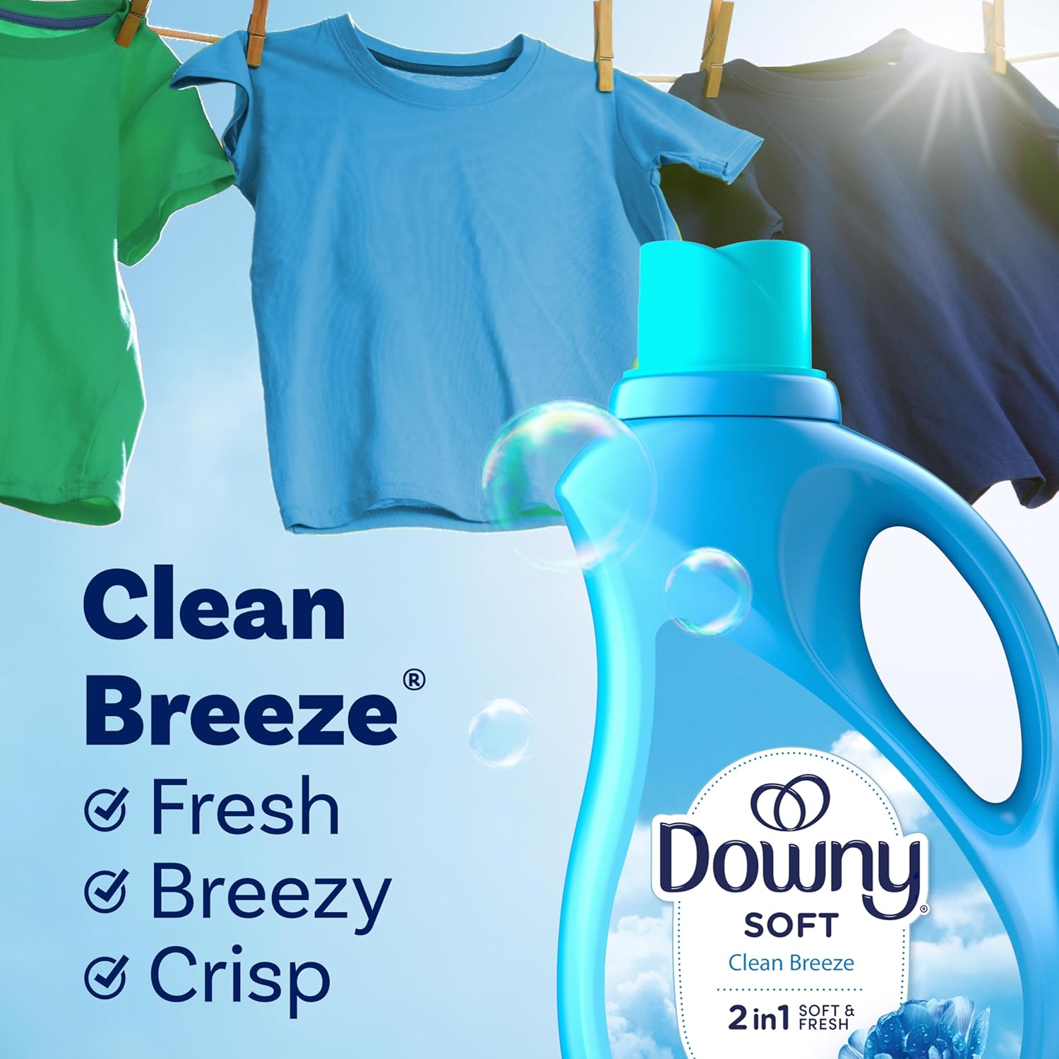 Downy Fabric Softener Liquid – Clean Breeze Scent (44 fl oz, 60 Loads) - Image 3