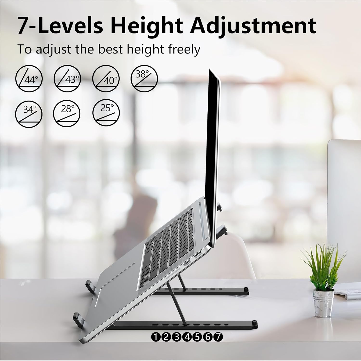 Laptop Stand for Desk – Adjustable Foldable Notebook Holder (Black) - Image 3