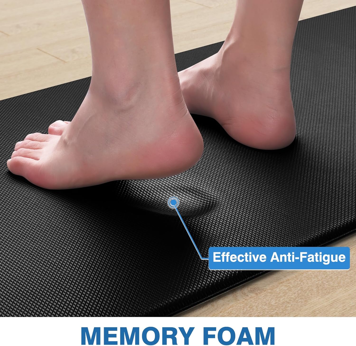 StepRite Kitchen Mats, 2PCS Cushioned Anti-Fatigue Kitchen Rugs – Non-Slip & Waterproof (Black) - Image 4