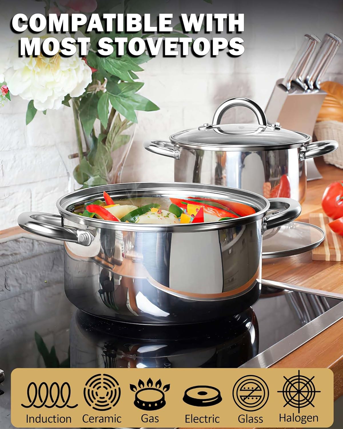 Cook N Home 12-Piece Stainless Steel Cookware Set β Durable & Stylish Kitchen Essentials π²β¨ - Image 3