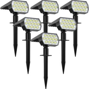 WELALO Solar Spot Lights Outdoor – 6 Pack 65 LED, 3 Modes, IP68 Waterproof (Cool White)
