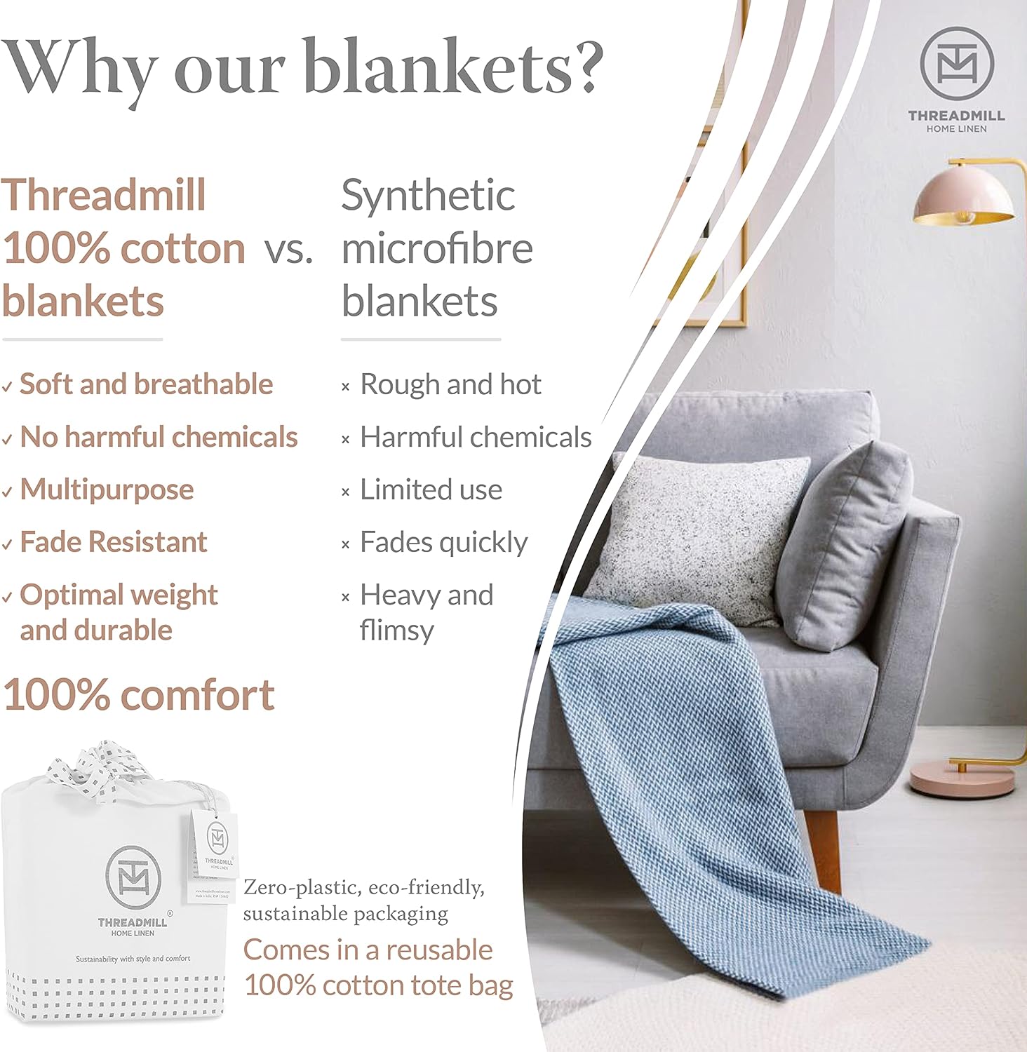 Threadmill Luxury Cotton Blanket β 100% Cotton Comfort in King Size ποΈβ¨ - Image 4