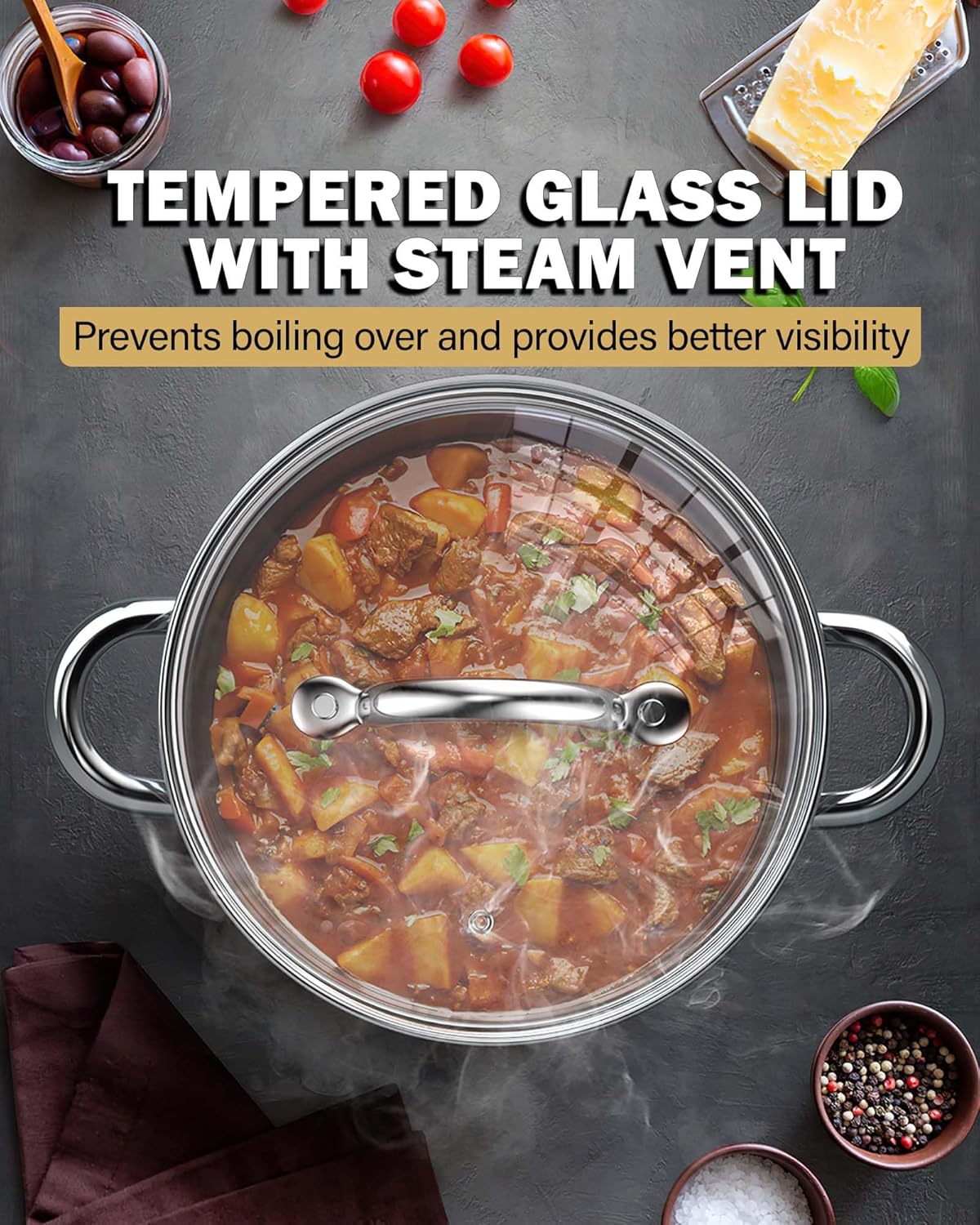 Cook N Home 12-Piece Stainless Steel Cookware Set β Durable & Stylish Kitchen Essentials π²β¨ - Image 4