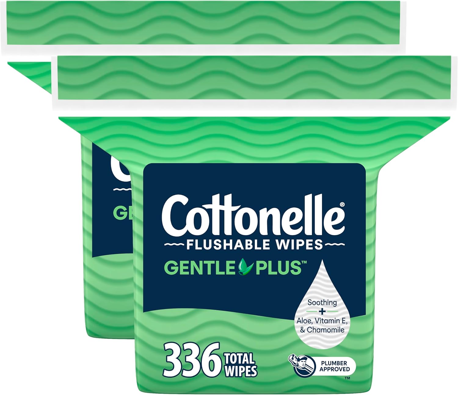 Cottonelle GentlePlus Flushable Wet Wipes – Aloe & Vitamin E (2 Refill Packs, 336 Total)