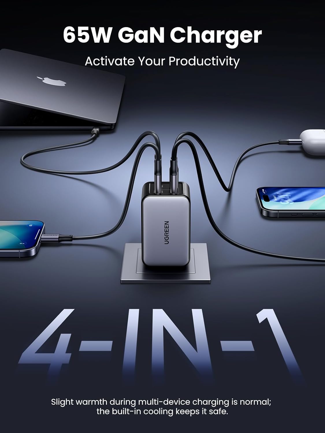 UGREEN Nexode 65W GaN USB C Wall Charger – 4-Port Fast Charger - Image 3